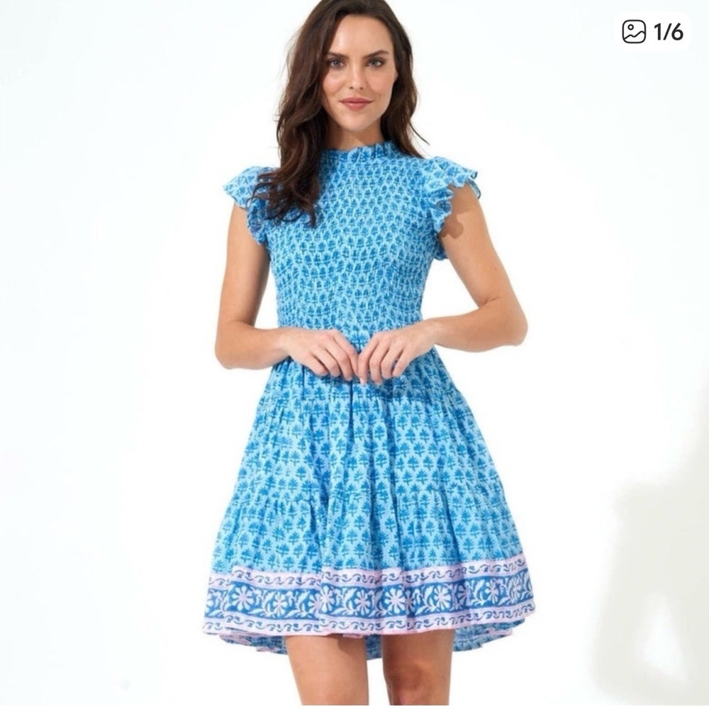 Oliphant Fern Blue and Smock Dress